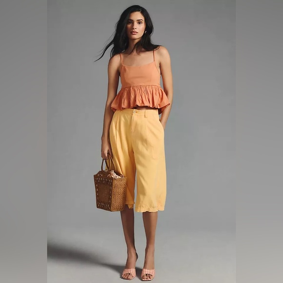 ✨ Anthropologie Ruffled Bubble-Hem Cropped Tank Sz XLP - Picture 4 of 12